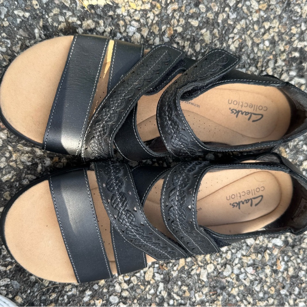 Clarks Black Strappy Sandals